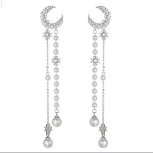 Moon stud dangle earrings